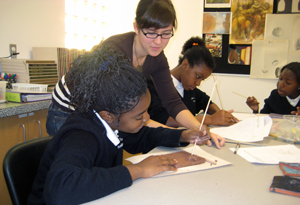 Sarah with students
