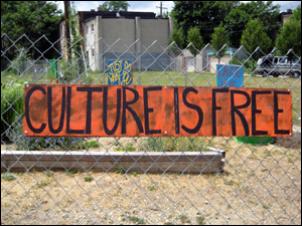 Garden sign: CULTURE IS FREE