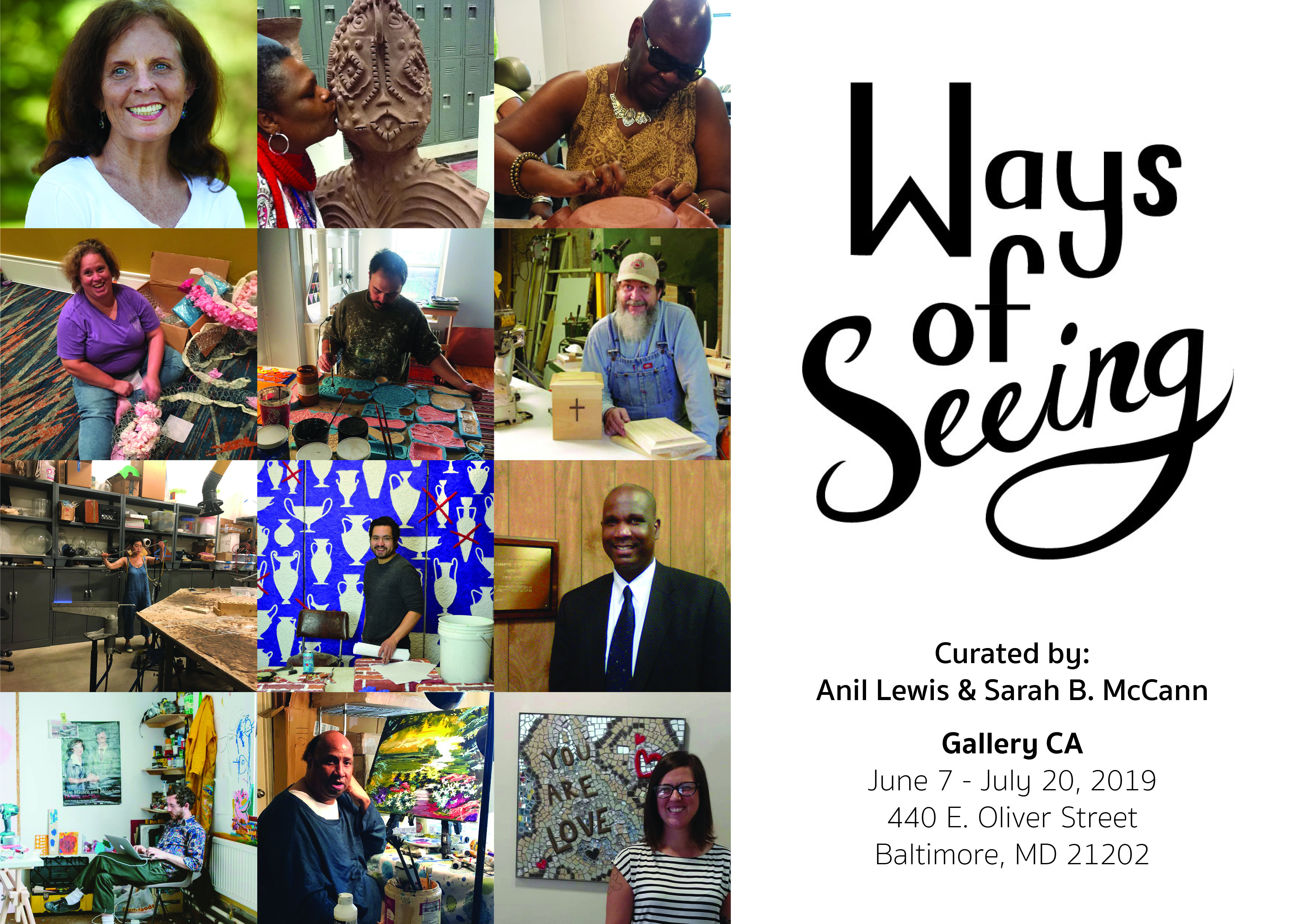 Ways of Seeing Postcard front with images of artists and curators