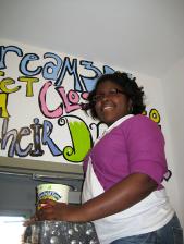 Painting a mural at the youth center