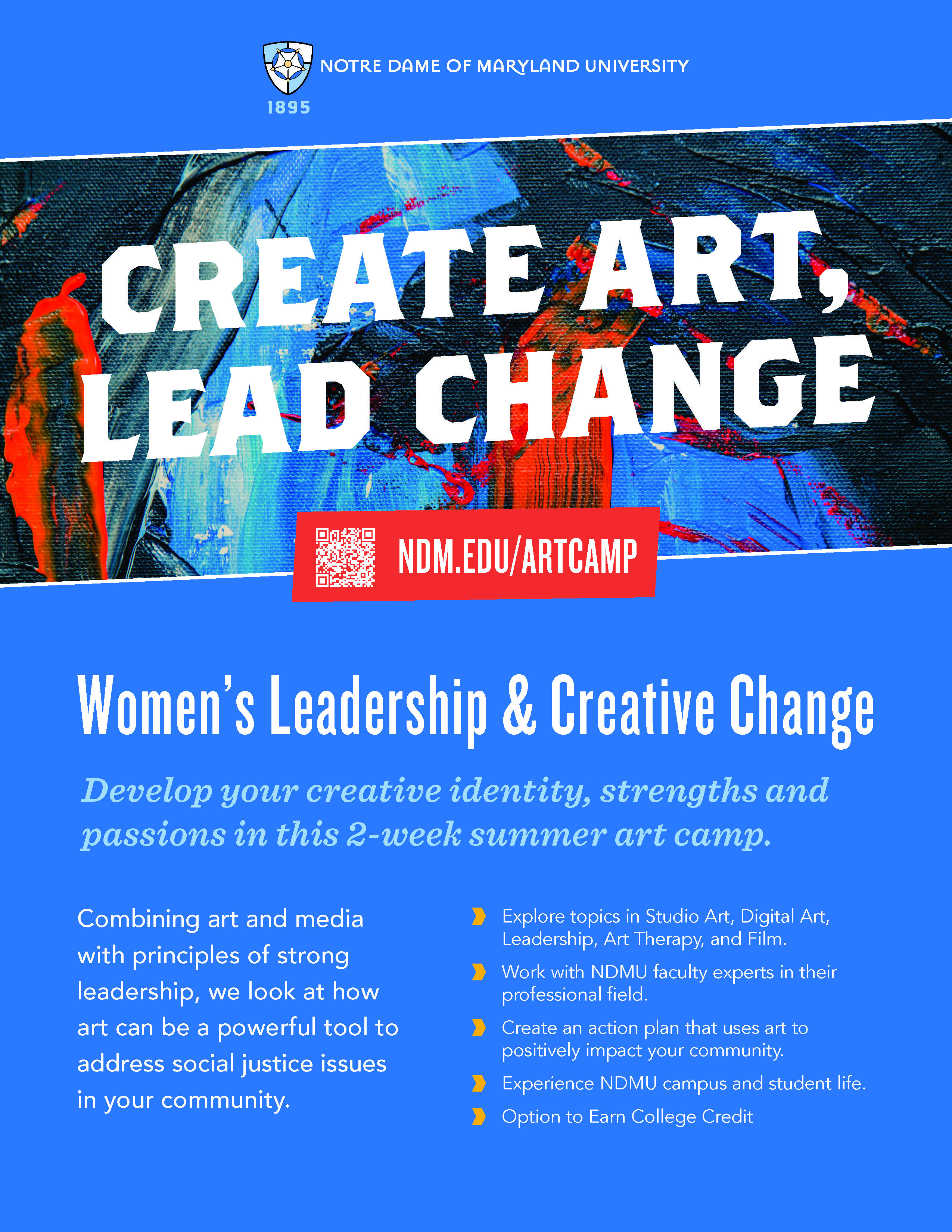 Create Art, Lead Change Art Camp at Notre Dame of Maryland University